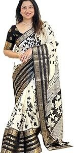 Women's Floral Printed White Dola Silk Jacquard Saree With Unstitched Blouse Material For Women (AZ-YS-OG-GYANI)
