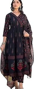 Women's Viscose Printed Anarkali Kurta And Pant Set With Dupatta | Traditional | Ethnic Set | Suit |