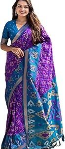 Women's Kanjivaram Patola Soft Pure Silk Sarees With Unstitched Blouse Piece