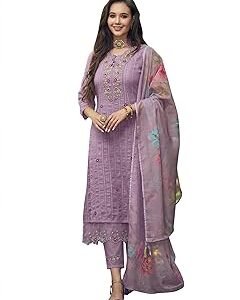 Women's Embroidered Pure Cotton Straight Kurta Pant With Dupatta Set