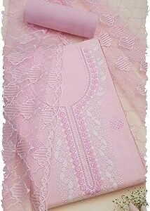 Womens Chanderi Embroidered Unstitch Dress Material With Thread Work