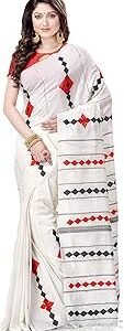 Women's Khes Cotton Saree With Blouse Piece (DBKHESH2812203_White)