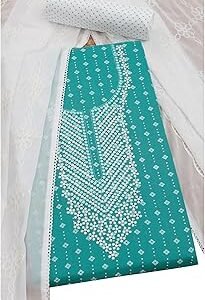 Womens Rayon Floral Print Unstitch Dress Material With Thread Work