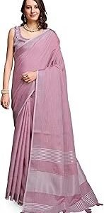 Women's Linen Cotton Silk Saree with Unstitched Blouse Piece | Saree for Women | Saree with Blouse Piece | Soft and Skin Friendly