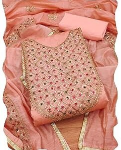 Pandadi Women's Chanderi Silk Salwar Suit Dress Material