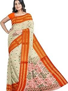 Women's Pure Cotton Jamdani Printed Handloom Tant Saree Without Blouse Piece