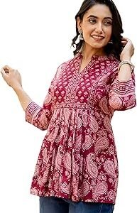 Women's Pure Cotton Paisley Printed Tunic Top â€“ Comfortable Everyday Wear