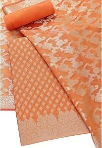 Womens Chanderi Zari Woven Unstitch Dress Material With Zari Woven