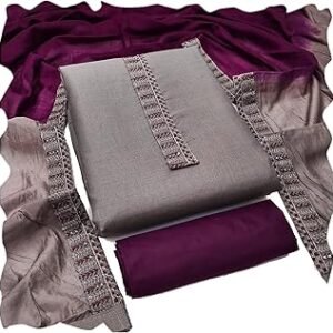 Womens Bombay Cotton Embroidery Tie Cotton Unstitch dress Material With Chanderi lace bordered Dupatta