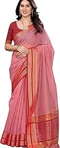 Women's Kota Doria Cotton Manipuri Checks Saree With Unstitched Blouse Piece (Lungi)