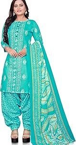 Women's Sea Green Cotton Printed Unstitched Salwar Suit Material (JOPLVSM5112)