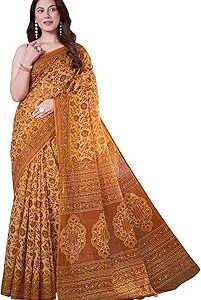 Women's Floral Printed Pure Soft Cotton Moonga Saree Without Blouse Piece(2545_Munga Parent)