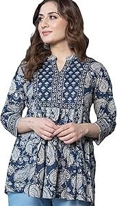 Women's Pure Cotton Paisley Printed Tunic Top – Comfortable Everyday Wear