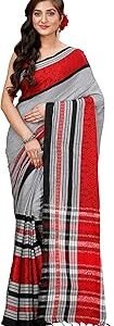 Women's Traditional Bengal Handloom Begampuri Cotton Soft Saree With Blouse Piece