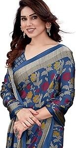 Women's Fancy Chiffon Floral Printed Saree with Blouse Piece