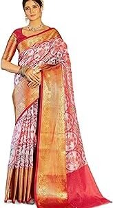 Women's kanjivaram banarasi silk saree for festival Wedding silk with rich pallu Design sarees for women with Unstitched blouse piece