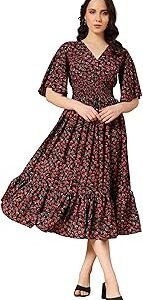 Women's Rayon Smocked Midi Dress