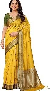 Women's Cotton Silk Jacquard Boardered Saree With Unstitched Blouse Piece (Kalyani)