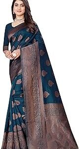 Women's Kanjivaram Soft Semi Silk Banarasi Sarees With Blouse Piece