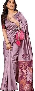 Women's Kanjivaram Banarasi Soft Silk Saree With Unstitched Blouse Piece (Silk Double Flower)