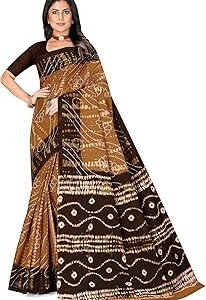 Women's Shibori Bandhani Printed Pure Cotton Mulmul Saree Without Blouse Piece(2512_Parent)