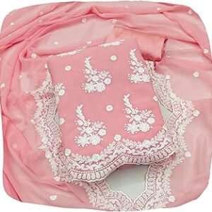 Women's Georgette Embroidery & Patch Work Unstitched Salwar Suit Material With Dupatta