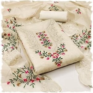 Women's Heavy Chanderi Embroidery Work Fancy Unstitched Salwar Suit Dress Material