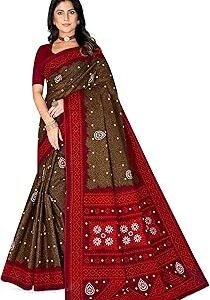 Women's Floral Batik Printed Pure Cotton Mulmul Saree Without Blouse Piece(11514_Parent)