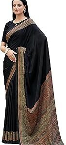 Fashion Women’s Pure Italian Silk Soft Plain Saree with Printed Border, Pallu & Blouse Piece, Saree for Wedding & Traditional Look (28401, Unstitched Blouse Piece)