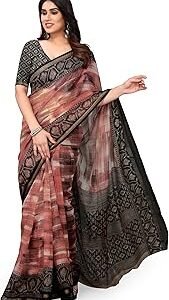 Women's Stylish Cotton Abstract Printed Saree with Blouse Piece
