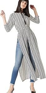 Women's Polyester Striped Relaxed Fit Waist Elasticated Top