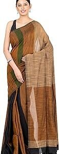Womens Soft Handloom Cotton Saree with Stripes | 5.5 meter | Color Block Design | Soft & Breathable | Lightweight Saree