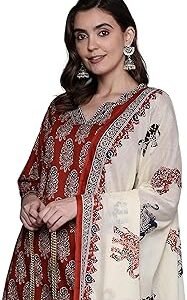 Women's Pure Cotton Printed Straight Kurta & Pant with Dupatta Set