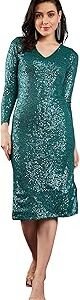 Women's Polyester Bodycon Below The Knee Dress (SFDRSS11850 Green