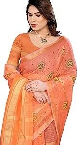 Women's Kota Doria Cotton Manipuri Bandhani/Bandhej Printed Saree With Unstitched Blouse Piece (Shagun_Free Size)