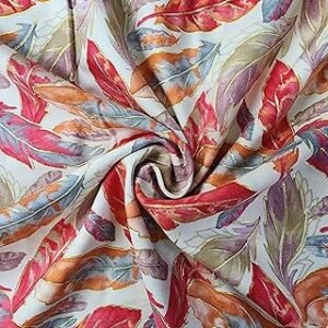 ILIANA 2.5 Meter Pure Rayon White Unstitched Fabric with Floral Print | Gold Foil Design Dress Material for Women Kurti, Kurta, Kitchen, Dining Table, Sofa Cover, Cushion Cover | (Red Floral)