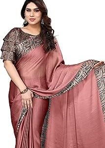 Women's Plain Weave Chiffon Geometric Printed Saree with Blouse Piece