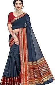 Women's Kota Doria Cotton Manipuri Saree With Unstitched Blouse Piece