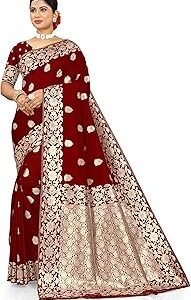 Women's Kanjivaram Soft Silk Saree Banarsi Silk Saree with Unstitched Blouse