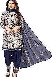 Women's Women's Crepe Printed Patiyala Salwar Suit Dress Material Suit (DM Janjaal Blue_Blue_Unstitched)