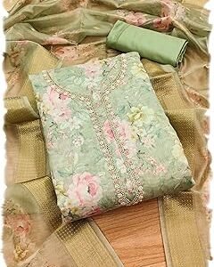 Women's Organza with Handwork Embellishments Salwar Suit Dress Material