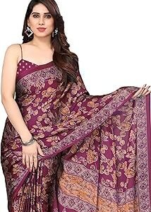 Women's Designer Chiffon Floral Leaf Printed Saree with Blouse Piece