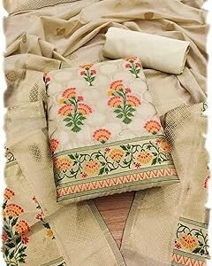 Pandadi Women's Cotton Jacquard Unstitched Salwar Suit Dress Material