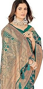 Cotton Banarasi Silk Saree for Women With Unstitched Blouse Piece