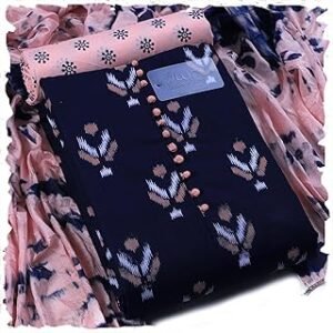 Women's Cotton Print Unstitched Salwar Suit Material, 2 Mtr Cotton Salwar, Stylish Chinon Dupatta (Design 95; Free Size)