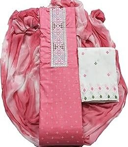 Women's Rayon Cotton Unstitched Salwar Suit Dress Material With Bottom Embroidery Work(Free Size)