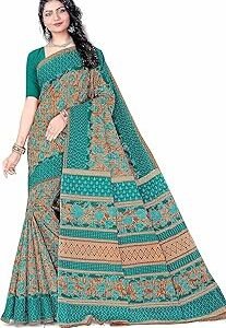 Women's Plain Weave Floral Print Pure Cotton Saree Without Blouse Piece(11146&7_Parent)